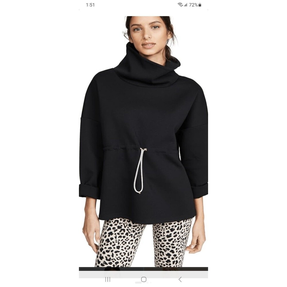 Varley Barton black sweatshirt M drawstring high funnelneck minimalist top